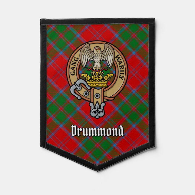 Clan Drummond Crest over Tartan Pennant (Front)