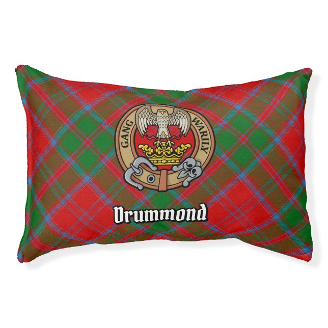 Clan Drummond Crest over Tartan Pet Bed (Front)