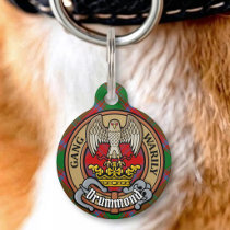 Clan Drummond Crest over Tartan Pet ID Tag