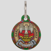Clan Drummond Crest over Tartan Pet ID Tag