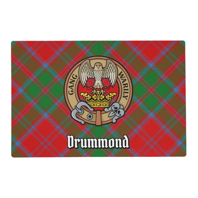 Clan Drummond Crest over Tartan Placemat (Front)