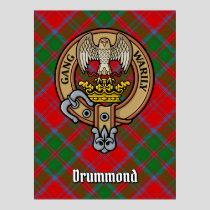 Clan Drummond Crest over Tartan Poster