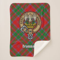 Clan Drummond Crest over Tartan Sherpa Blanket