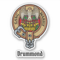 Clan Drummond Crest over Tartan Sticker