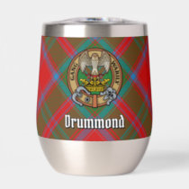 Clan Drummond Crest over Tartan Thermal Wine Tumbler