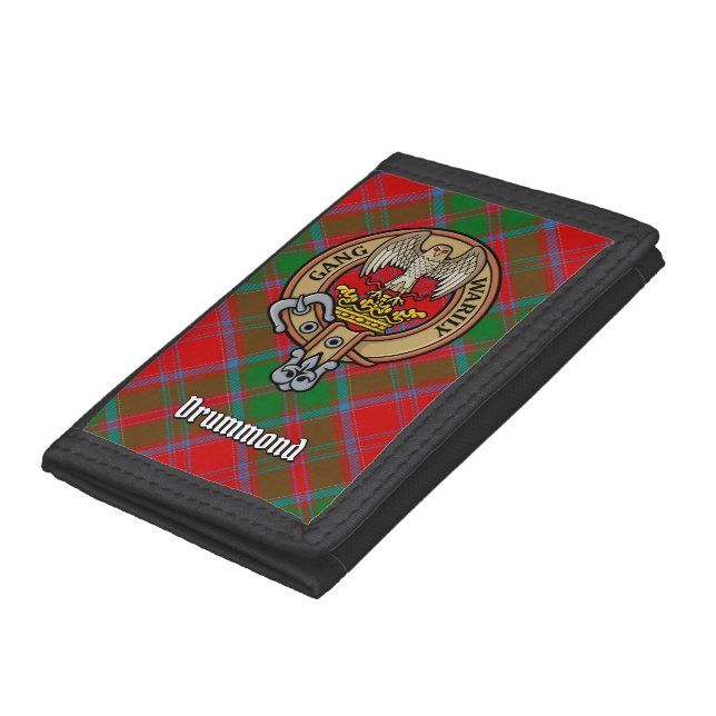 Clan Drummond Crest over Tartan Trifold Wallet (Bottom)