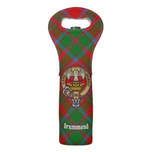 Clan Drummond Crest over Tartan Wine Bag