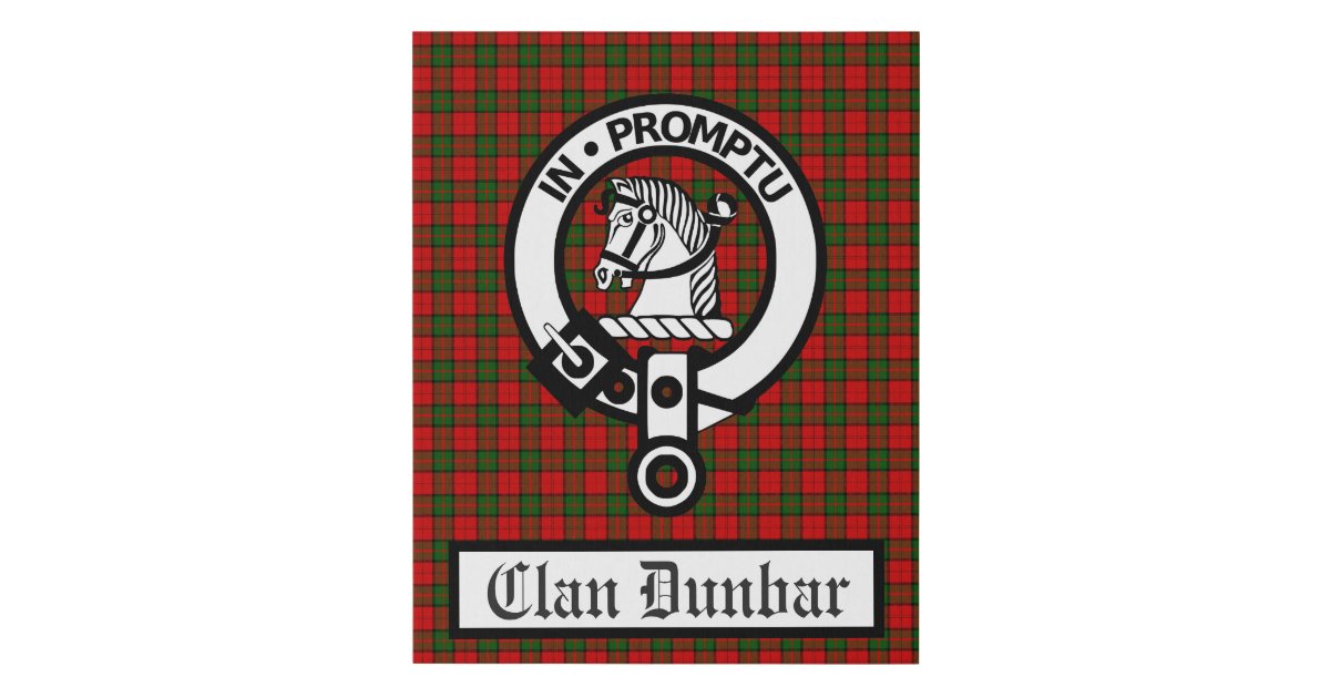 Clan Dunbar Crest Badge and Tartan Faux Canvas Print | Zazzle