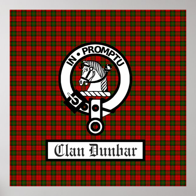 Clan Dunbar Crest Badge & Tartan Poster (Front)