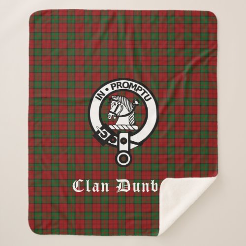 Clan Dunbar Crest Badge  Tartan Sherpa Blanket