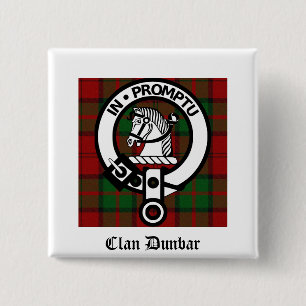 Clan Dunbar Tartan & Crest Badge Button