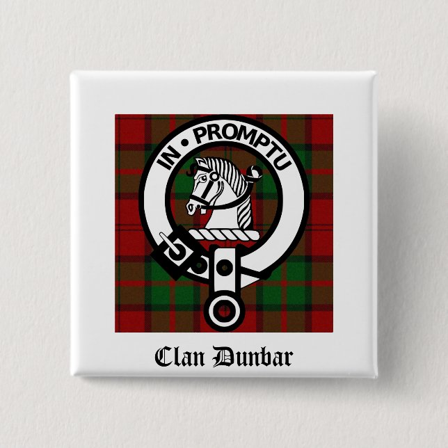 Clan Dunbar Tartan & Crest Badge Button (Front)