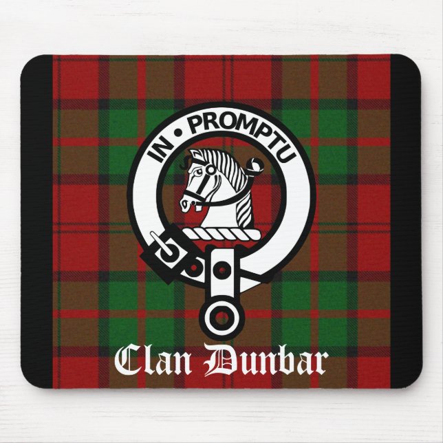 Clan Dunbar Tartan & Crest Badge Mouse Pad (Front)