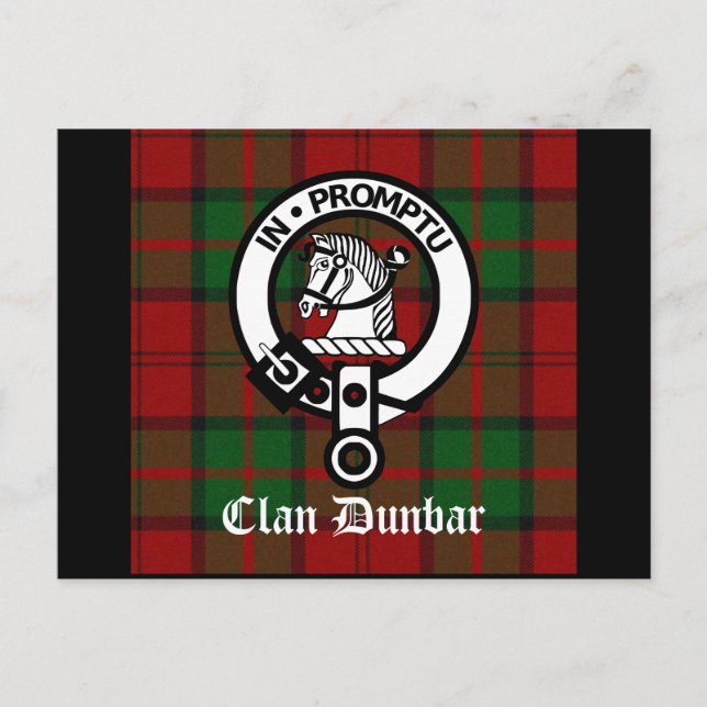 Clan Dunbar Tartan & Crest Badge Postcard (Front)