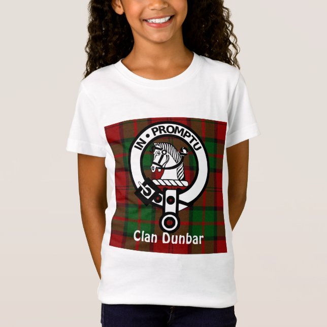 Clan Dunbar Tartan & Crest Badge T-Shirt (Front)