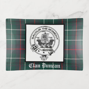 Clan Duncan Crest Badge and Tartan Trinket Tray