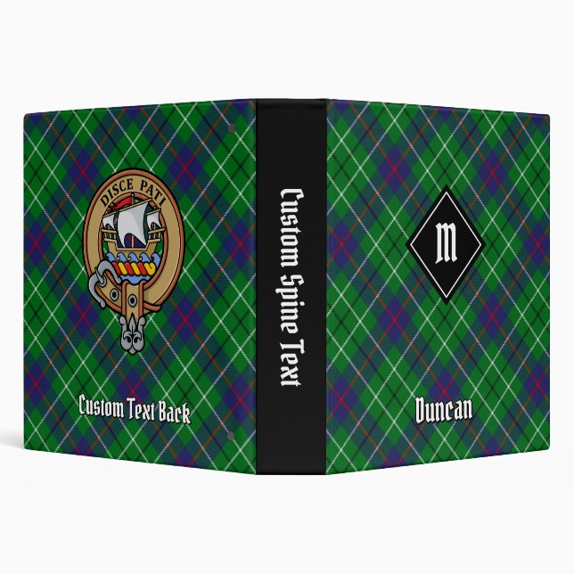 Clan Duncan Crest over Tartan 3 Ring Binder (Background)