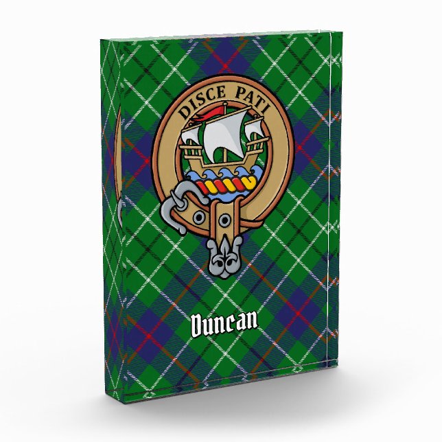 Clan Duncan Crest over Tartan Acrylic Award (Left)