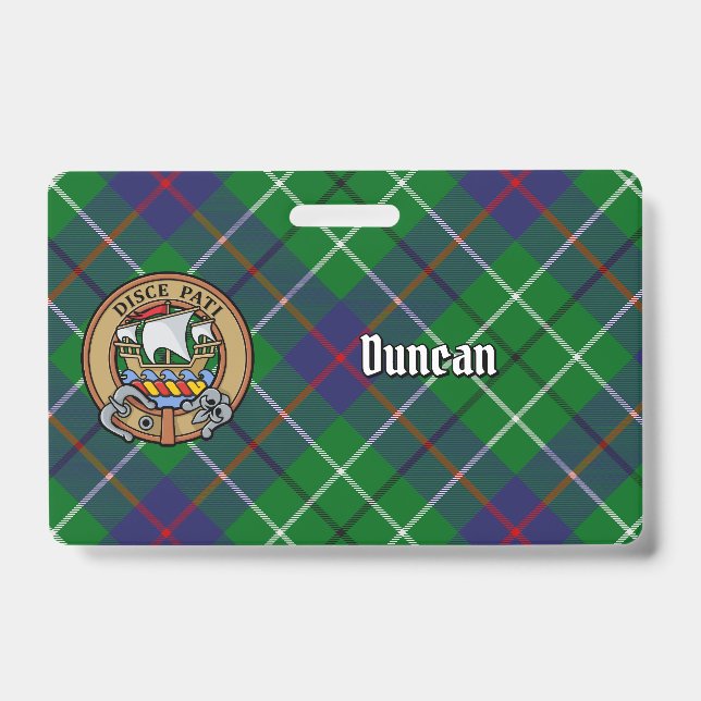 Clan Duncan Crest over Tartan Badge (Front)