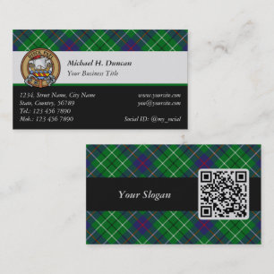 Clan Duncan Crest over Tartan Business Card
