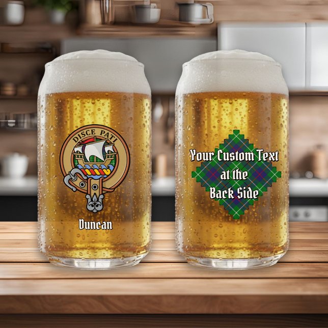 Clan Duncan Crest over Tartan Can Glass (Creator Uploaded)