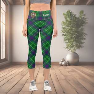 Clan Duncan Crest over Tartan Capri Leggings