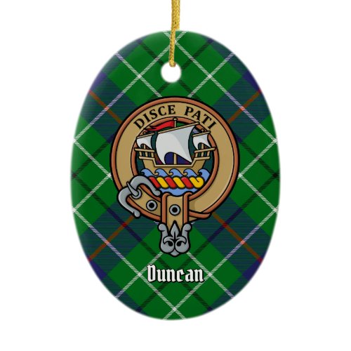 Clan Duncan Crest over Tartan Ceramic Ornament