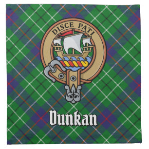 Clan Duncan Crest over Tartan Cloth Napkin