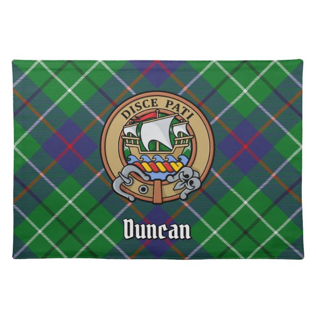 Clan Duncan Crest over Tartan Cloth Placemat (Front)