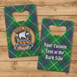 Clan Duncan Crest over Tartan Credit Card Bottle Opener