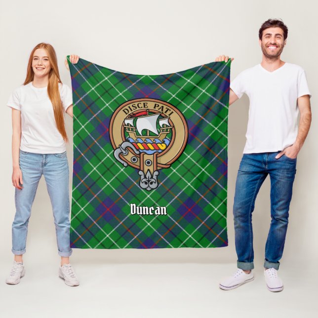 Clan Duncan Crest over Tartan Fleece Blanket (In Situ)