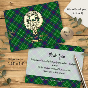 Clan Duncan Crest over Tartan Foil Invitation Postcard