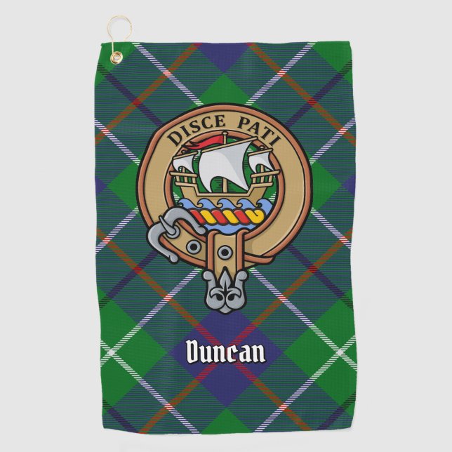 Clan Duncan Crest over Tartan Golf Towel (Front)