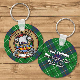 Clan Duncan Crest over Tartan Keychain