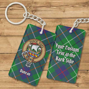 Clan Duncan Crest over Tartan Keychain