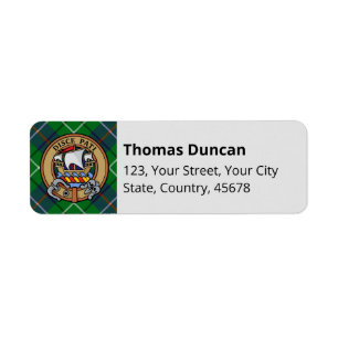 Clan Duncan Crest over Tartan Label