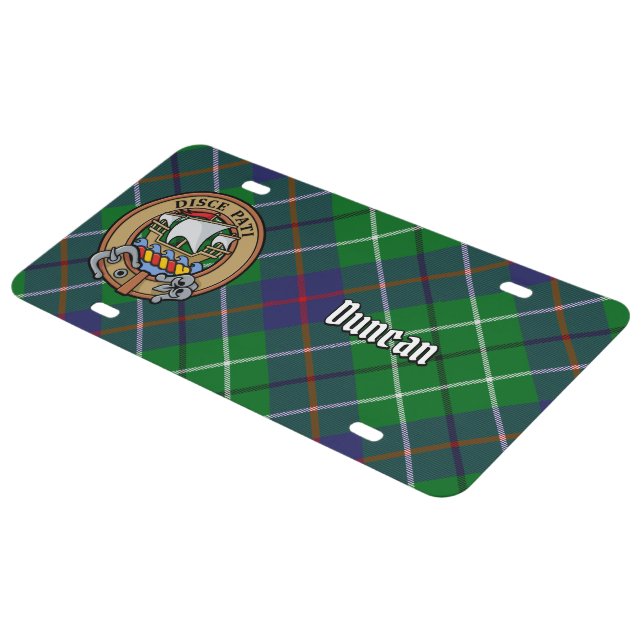 Clan Duncan Crest over Tartan License Plate (Side)