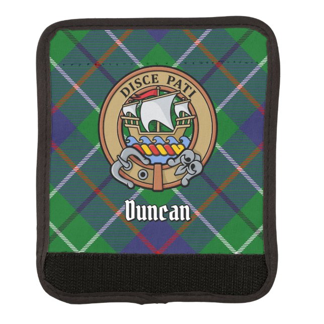 Clan Duncan Crest over Tartan Luggage Handle Wrap (Front)
