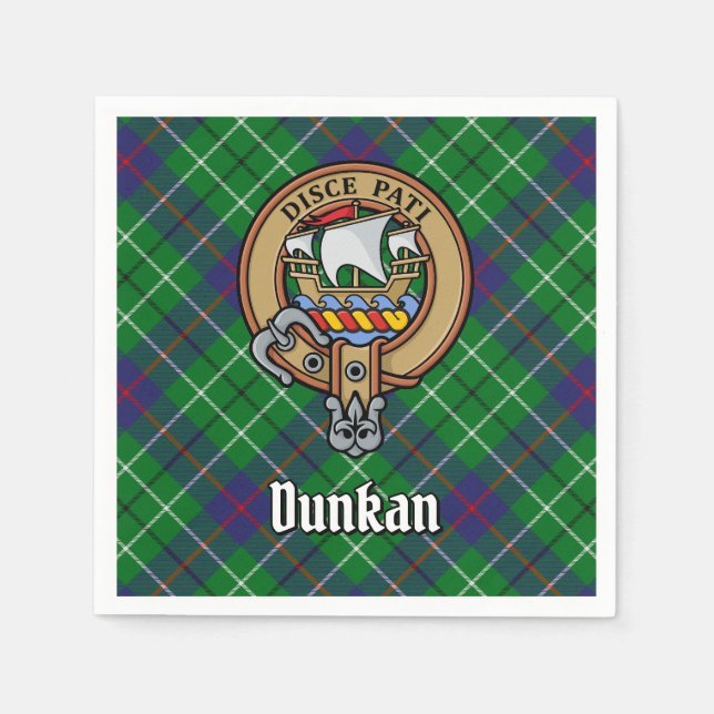 Clan Duncan Crest over Tartan Napkins (Front)