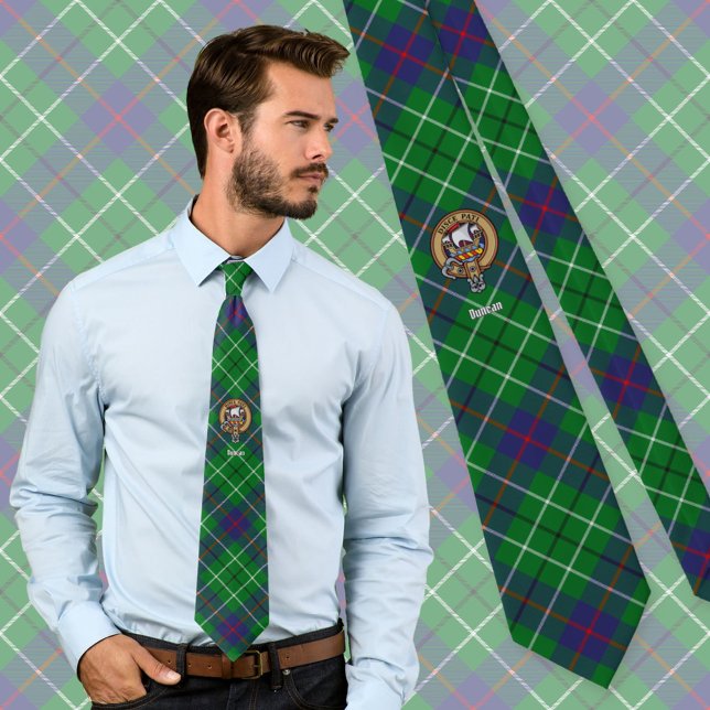 Clan Duncan Crest over Tartan Neck Tie (Creator Uploaded)