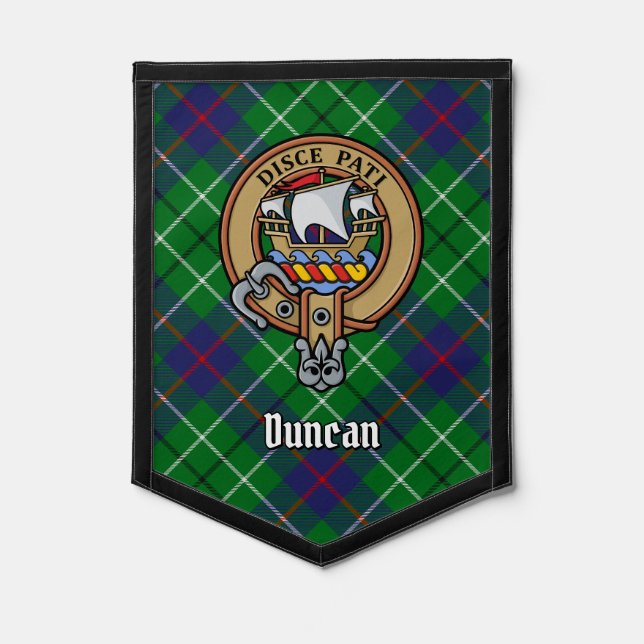 Clan Duncan Crest over Tartan Pennant (Front)