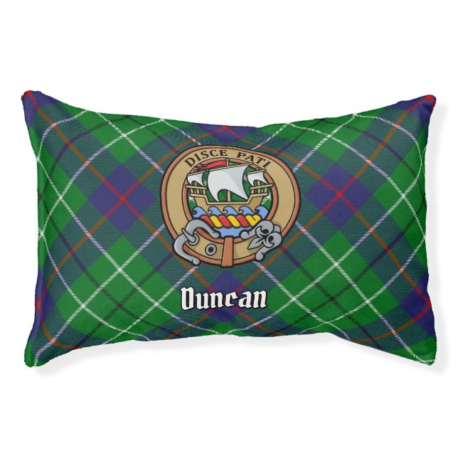 Clan Duncan Crest over Tartan Pet Bed (Front)