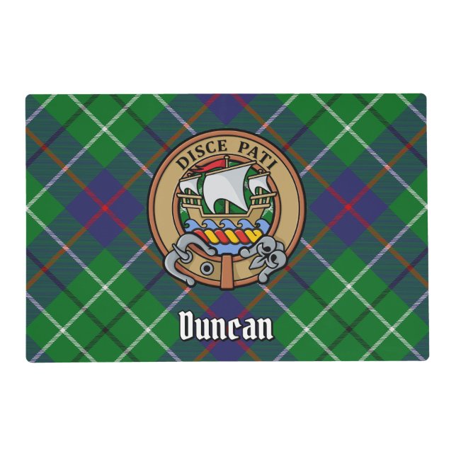 Clan Duncan Crest over Tartan Placemat (Front)