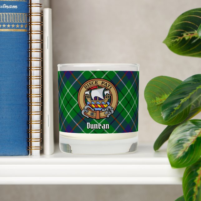 Clan Duncan Crest over Tartan Scented Candle (Shelf)