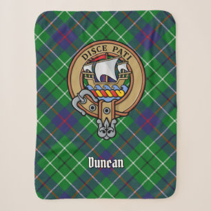 Clan Duncan Crest over Tartan Sherpa Blanket
