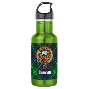 Clan Duncan Crest over Tartan Stainless Steel Water Bottle