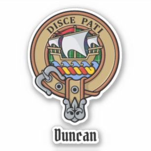 Clan Duncan Crest over Tartan Sticker