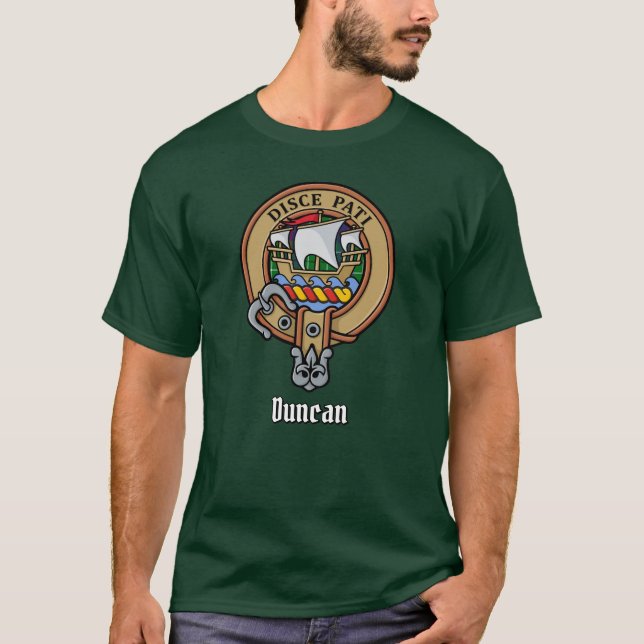 Clan Duncan Crest over Tartan T-Shirt (Front)
