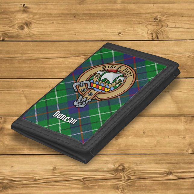 Clan Duncan Crest over Tartan Trifold Wallet (Creator Uploaded)