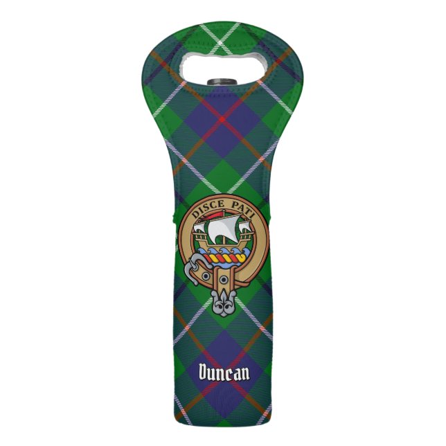 Clan Duncan Crest over Tartan Wine Bag (Front)